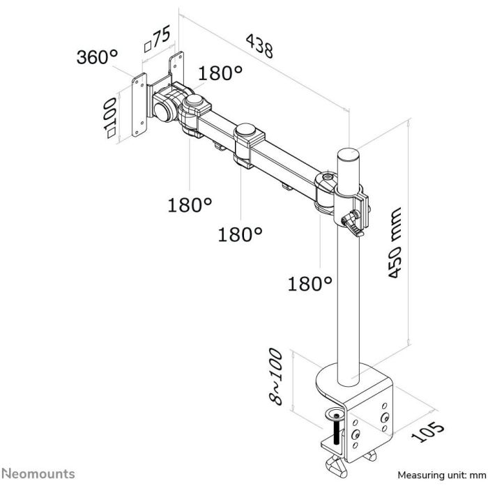 Tischhalterung für Flachbildschirme bis 30" (76 cm) 10KG FPMA-D960 Neomounts 5