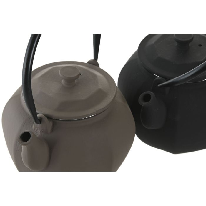 Théière Home ESPRIT Noir Beige Acier inoxydable Fer 780 ml (2 Unités) 3 Théière Home ESPRIT Noir Beige Acier inoxydable Fer 780 ml (2 Unités) 3