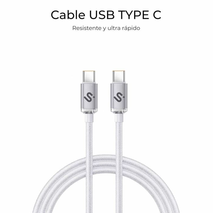 Câble USB-C vers USB-C Subblim OPTIMUS Blanc 1 m 5