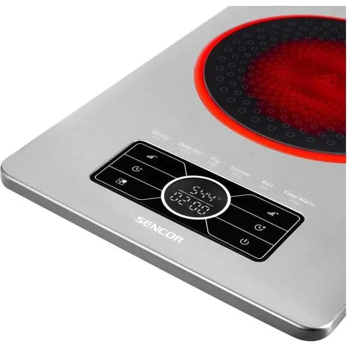 Sencor SCP 5010SS Plaque chauffante en vitrocéramique 1500 W - Diamètre 19 cm, 6 modes de cuisson, minuterie 4 heures, design ultra-mince Sencor SCP 5010SS Plaque chauffante en vitrocéramique 1500 W - Diamètre 19 cm, 6 modes de cuisson, minuterie 4 heures, design ultra-mince