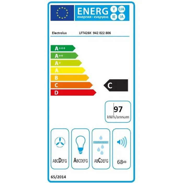 Electrolux - LFT426K - Hotte aspirante design Box 60 cm Noir - Moteur puissant 3 vitesses, éclairage LED, fonctionnement recyclage/évacuation, dimensions 59.8 x 45 x 67.8 cm