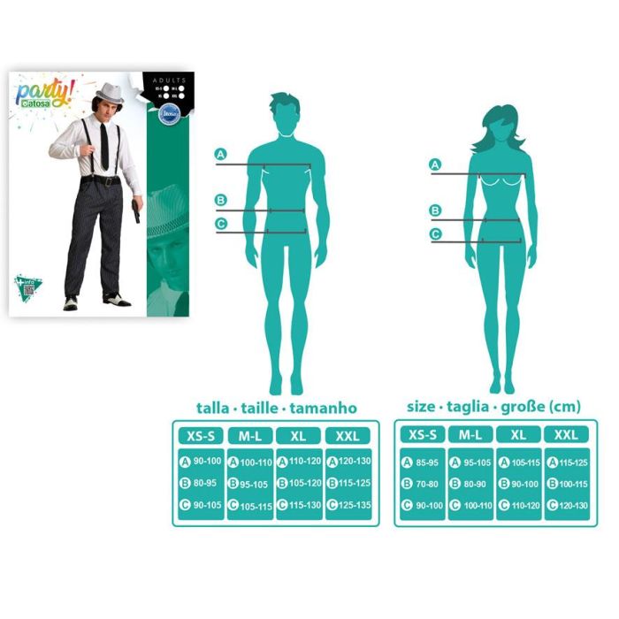 Costume de Gangster Adulte Homme - Ensemble 4 Pièces (Chemise, Pantalon, Cravate, Bretelles) - Taille M-L - Noir