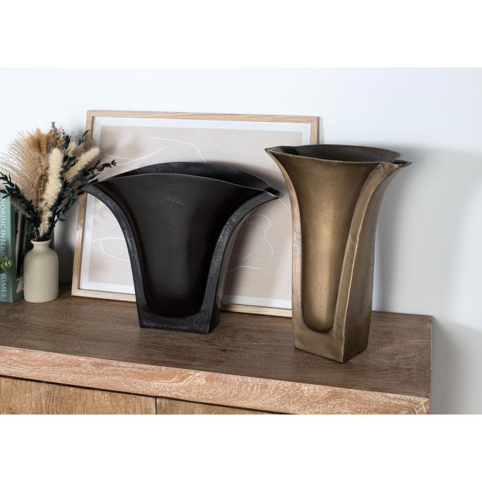 GINER Y COLOMER Fabrica2 - Lot de 2 Vases en Aluminium avec Finition Rugueuse - Couleurs Bronze et Laiton - Décoration Moderne et Industrielle 1 GINER Y COLOMER Fabrica2 - Lot de 2 Vases en Aluminium avec Finition Rugueuse - Couleurs Bronze et Laiton - Décoration Moderne et Industrielle 1
