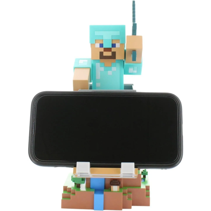 Exquisite Gaming Support Cable Guys - Figurine Minecraft Steve en Armure Diamant (20 cm) - Support pour Manette, Smartphone et Accessoires - Produit Officiel Exquisite Gaming Support Cable Guys - Figurine Minecraft Steve en Armure Diamant (20 cm) - Support pour Manette, Smartphone et Accessoires - Produit Officiel