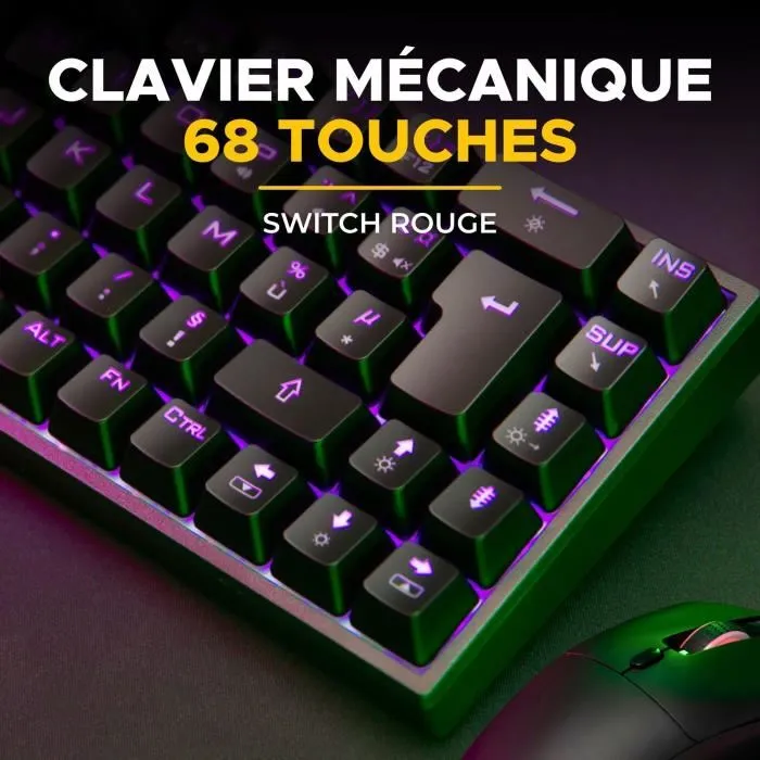 The G-Lab COMBO TITAN - Pack Gaming 2 en 1 : Clavier Mécanique 65% (Switches Rouges) et Souris RGB 12800 DPI - Rétroéclairage RGB, Anti-Ghosting, 1000Hz, Pour E-Sport et Jeu The G-Lab COMBO TITAN - Pack Gaming 2 en 1 : Clavier Mécanique 65% (Switches Rouges) et Souris RGB 12800 DPI - Rétroéclairage RGB, Anti-Ghosting, 1000Hz, Pour E-Sport et Jeu