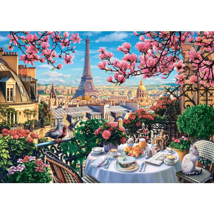 Schmidt Spiele - Puzzle Petit-déjeuner à Paris 1000 Pièces - Dès 12 ans - Paysage détaillé pour la détente