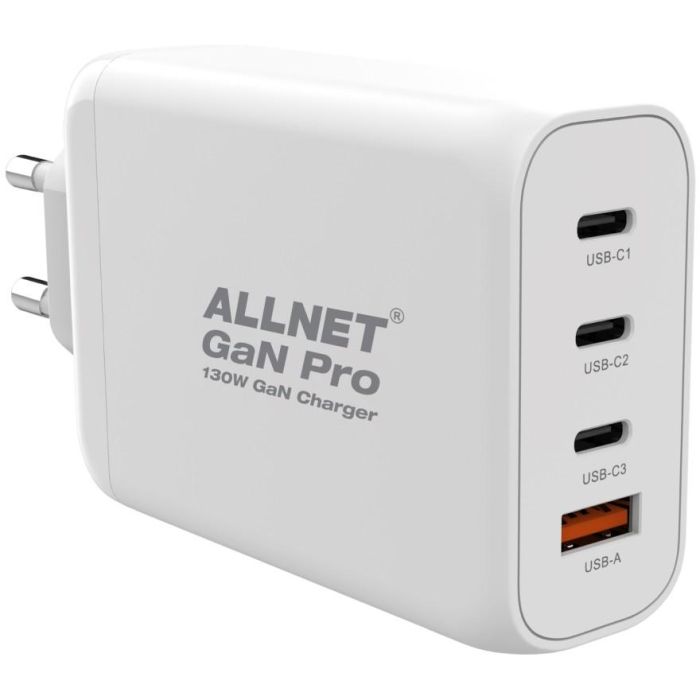 Z ALLNET Ersatznetzteil QC USB-C PD GaN Netzteil Power Supply130Watt 1x USB Typ-A QC 3x USB Typ-C**EU PLUG** 3