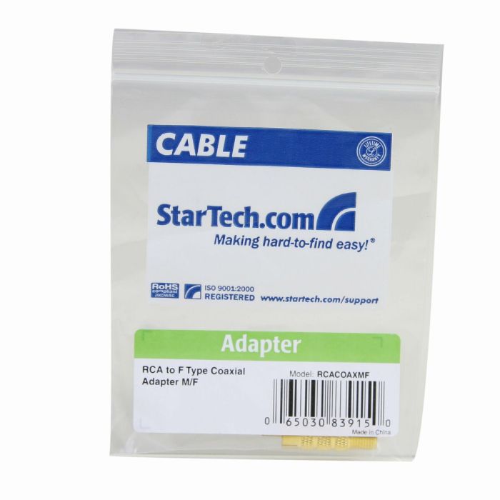 Adaptateur RCA Startech RCACOAXMF Jaune 1