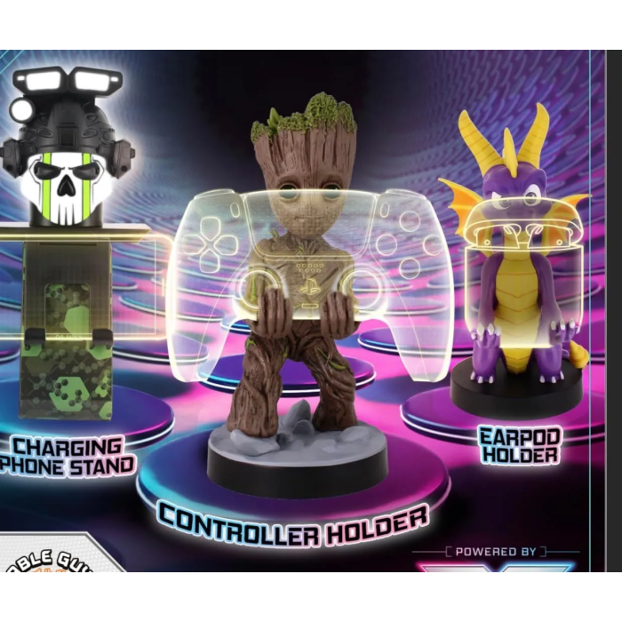 Exquisite Gaming Support Manette et Smartphone Groot - Style Cable Guy 20 cm avec USB & Lightning 1