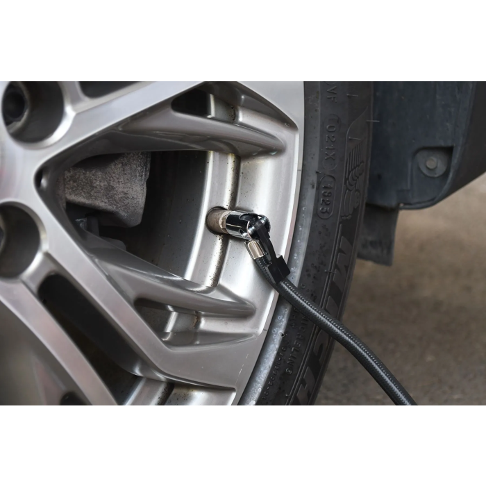 Precision Steel - Mini compresseur d'air 12V, 100W, 8 bars avec manomètre, embouts Presta, Schrader et aiguille, câble 3 m, torche LED Precision Steel - Mini compresseur d'air 12V, 100W, 8 bars avec manomètre, embouts Presta, Schrader et aiguille, câble 3 m, torche LED