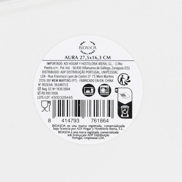 Bandeja Porcelana Aura Bidasoa 27,5x16,3 cm (6 Unidades) 5