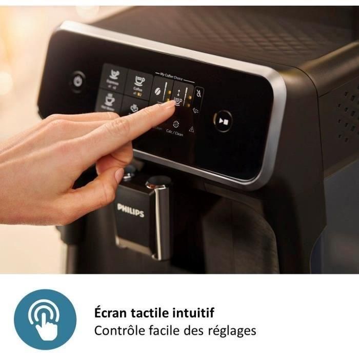 Machine a café Expresso broyeur - PHILIPS - EP2225/10 - Série 2200 - mousseur a lait - 2 cafés - Broyeur céramique - Noir brillant 3 Machine a café Expresso broyeur - PHILIPS - EP2225/10 - Série 2200 - mousseur a lait - 2 cafés - Broyeur céramique - Noir brillant 3