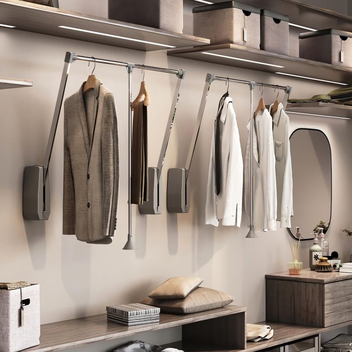 Emuca Penderie rabattable pour armoire Hang mural, 600-830, Chromé, Acier et Plastique 5