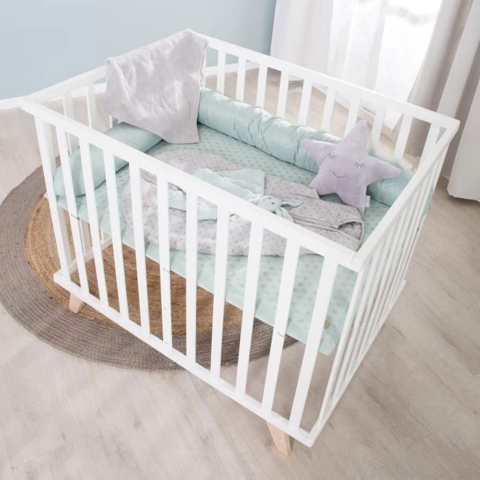 Parc bébé - ROBA - 75 x 100 cm - Tapis de parc 'Lil Planet' vert givré inclus - Blanc 1 Parc bébé - ROBA - 75 x 100 cm - Tapis de parc 'Lil Planet' vert givré inclus - Blanc 1