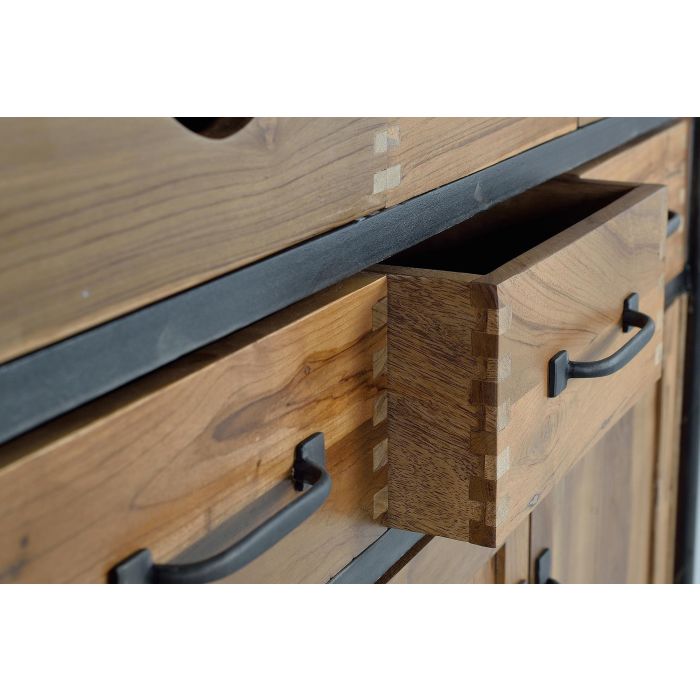 GINER Y COLOMER Buffet en teck et bois de manguier avec métal, couleur naturel, 8 tiroirs et 3 portes, 110 x 140 x 40 cm 4 GINER Y COLOMER Buffet en teck et bois de manguier avec métal, couleur naturel, 8 tiroirs et 3 portes, 110 x 140 x 40 cm 4