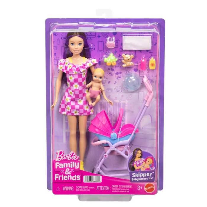 Barbie Skipper - Coffret de Jeu Babysitters Inc. avec Poupée, Bébé, Poussette et Accessoires - Pour Enfants à Partir de 4 Ans - JJB42