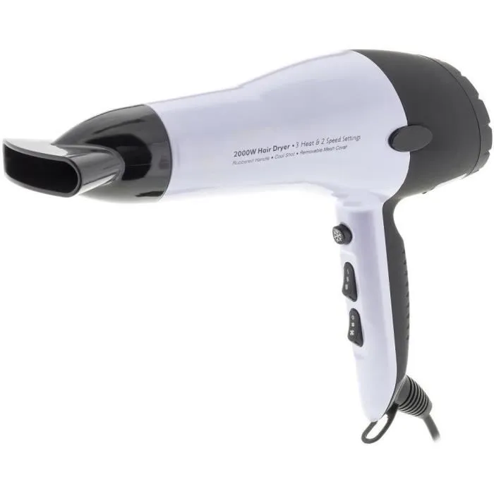 Sencor SHD 6600W Sèche-cheveux 2000W - 3 réglages température, 2 vitesses, air froid, concentré, grille amovible, cordon 2,6 m