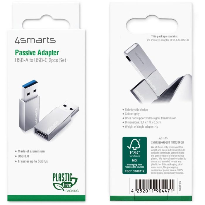 4smarts Passiver Adapter USB-A 3.0 auf USB-C 2er Set 4 4smarts Passiver Adapter USB-A 3.0 auf USB-C 2er Set 4