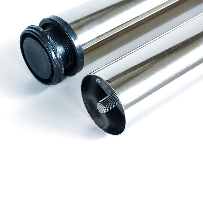 Emuca Lot de 4 pieds de table, diamètre 60mm, H 710mm, Acier, Nickel satiné 1