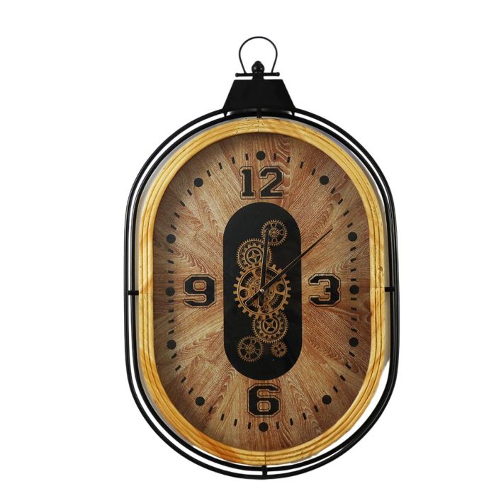 Horloge Murale Home ESPRIT Noir Naturel Verre Fer Loft 56 X 8 X 92 CM