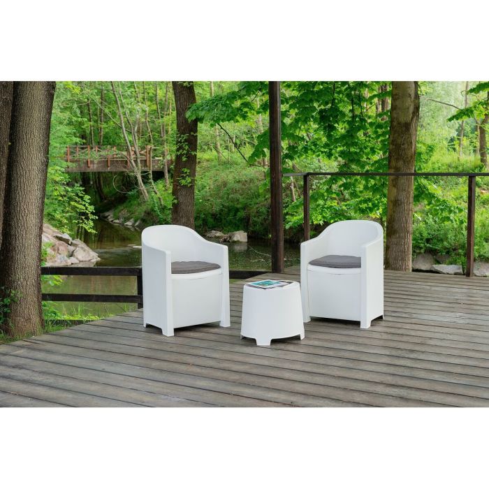 Ensemble Table avec 2 Sièges IPAE Progarden Luna sluc06bg Blanc Jardin (3 Pièces) 2