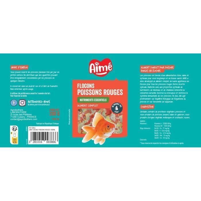Aliment poisson - AIME - Flocons pour poissons rouges - 1000 ml 1