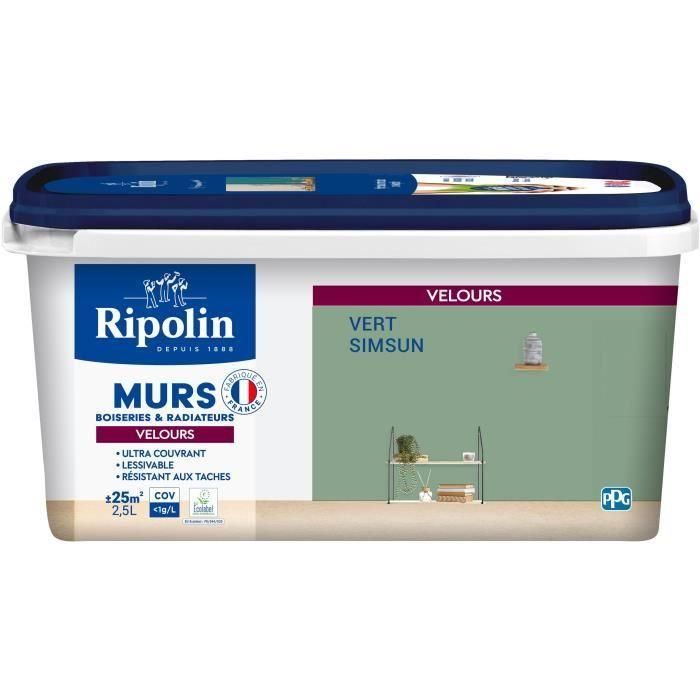 Ripolin Peinture Intérieure Acrylique Lessivable Haute Opacité - Vert Simsun - 2,5L - Rendement 25 m² - Pour Murs, Bois et Radiateurs Ripolin Peinture Intérieure Acrylique Lessivable Haute Opacité - Vert Simsun - 2,5L - Rendement 25 m² - Pour Murs, Bois et Radiateurs