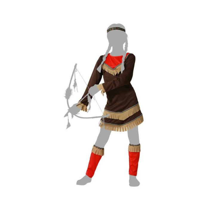 Déguisement Indienne d'Amérique Fille Rouge pour Enfants 5-6 Ans - Costume Carnaval Anniversaire Far West avec Accessoires