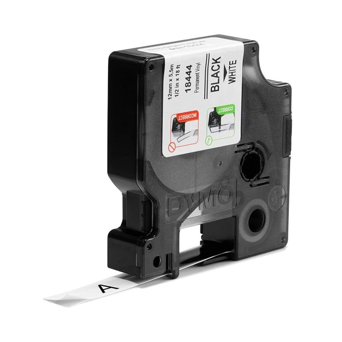 Ruban Laminé pour Etiqueteuses Dymo 18444 Blanc Noir/Blanc 12 mm 1