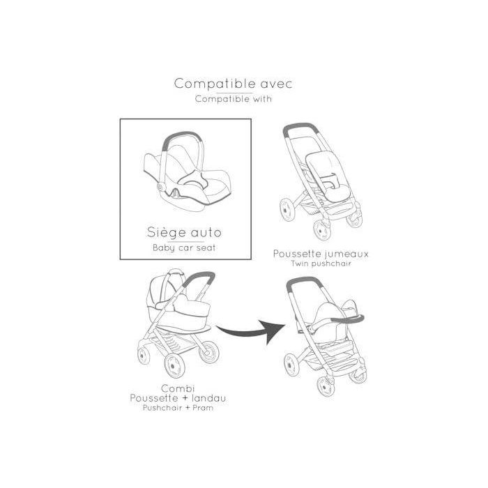 SMOBY - Maxi cosi - Siege + Chaise haute beige  - 3 en 1 - Pour poupon - Des 3 ans 4