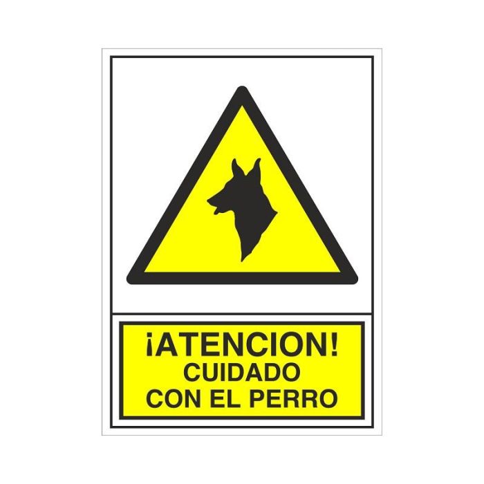 Señal 301 Plast.295X210 ''Cuidado Perro'' ­Atencion! Cuidado Con El Perro Duver 1