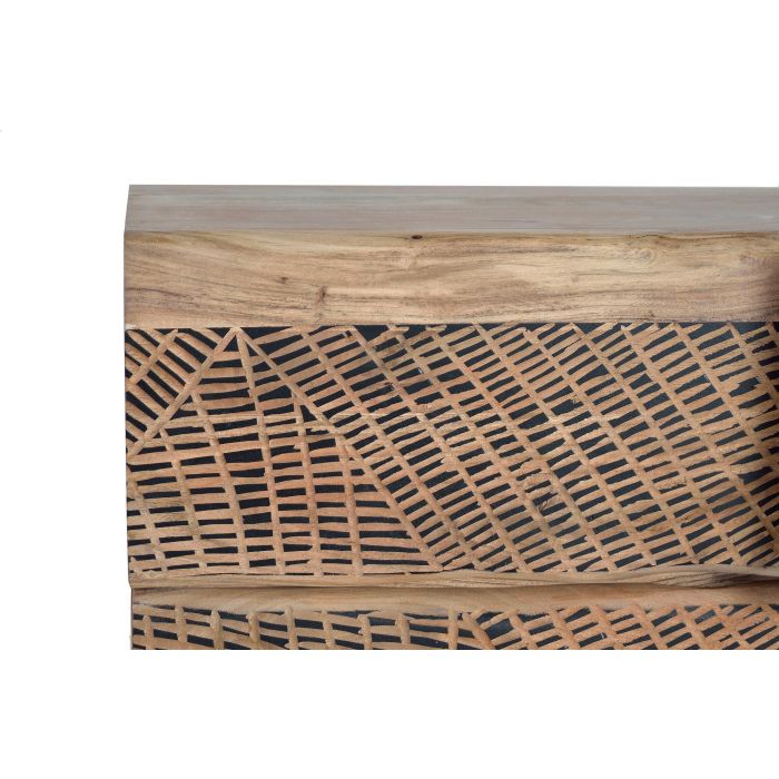 GINER Y COLOMER - Buffet 3 portes et 3 tiroirs en bois d'acacia massif avec patines naturelle et noire, pieds en fer forgé (90x140x40 cm) 5