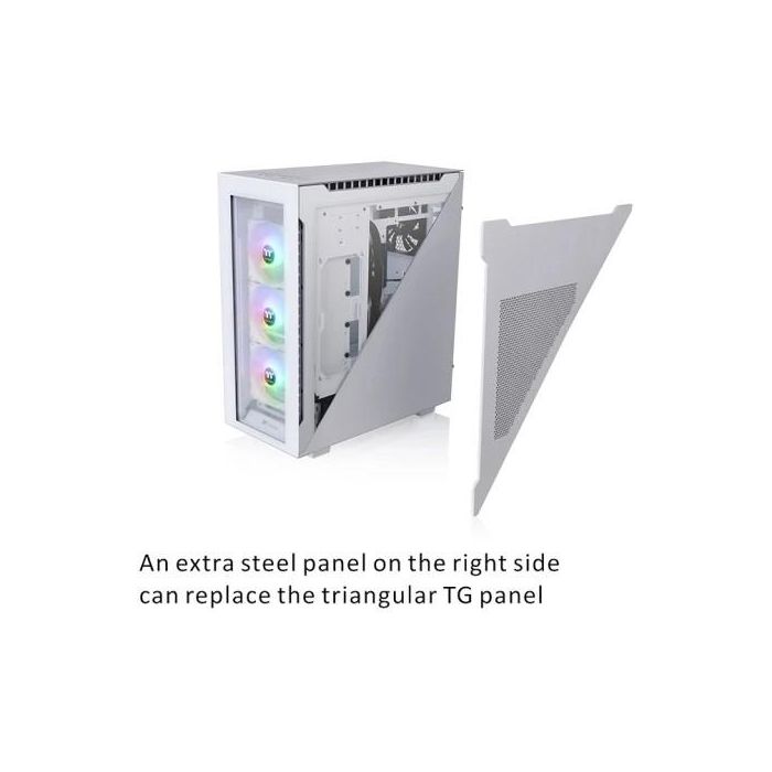 Thermaltake Divider 500 TG Snow ARGB - Boîtier PC Gamer Blanc Mid-Tower avec vitre trempée, ventilateurs ARGB, support ATX/mATX/Mini-ITX, 7 slots, refroidissement liquide