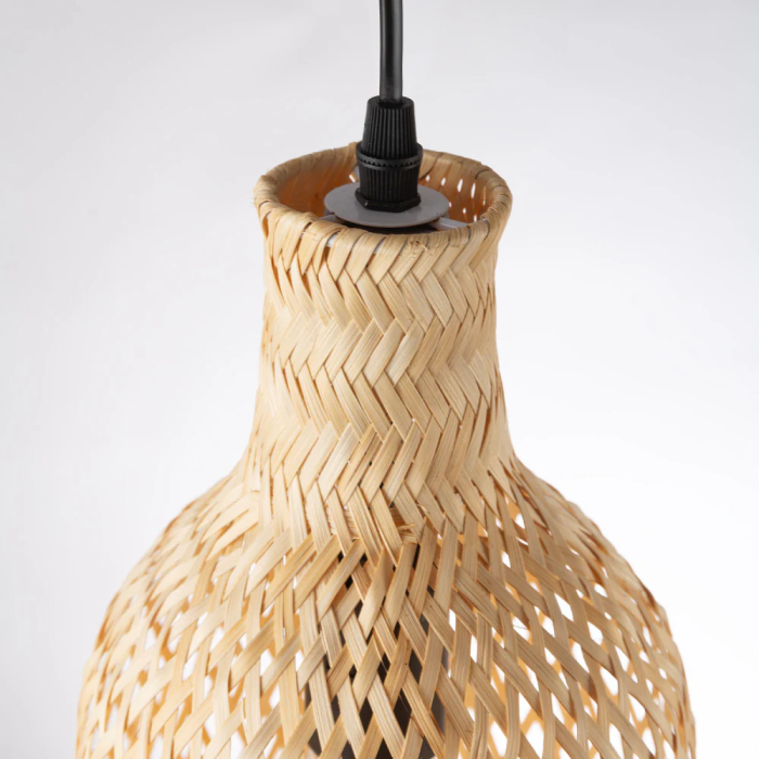 Lampe Suspendue Beppucho Rotin Style Naturel Boho-Chic Douille E27 SKD-P80108 2