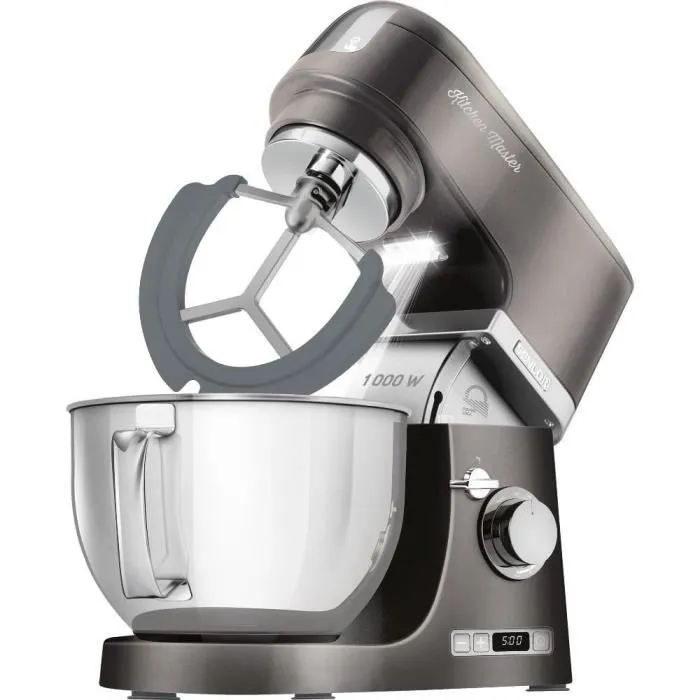 Sencor STM 7878BK Robot Pâtissier 1000 W, Bol Inox 4,5 L, 8 Vitesses, Éclairage LED, Accessoires Amovibles