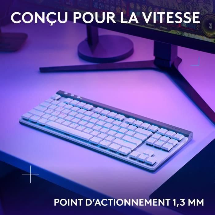 Clavier gamer - Sans fil - Logitech G - G515 TKL Lightspeed - AZERTY - Mécanique tactile - Rétroéclairé - Blanc 2 Clavier gamer - Sans fil - Logitech G - G515 TKL Lightspeed - AZERTY - Mécanique tactile - Rétroéclairé - Blanc 2