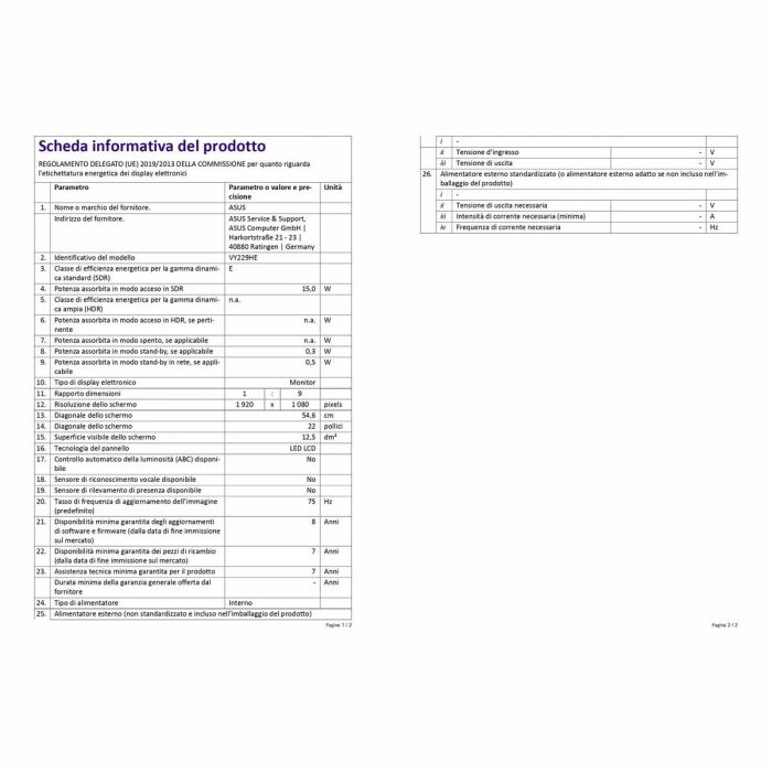 Écran Asus VY229HF Full HD 21,5" 10 Écran Asus VY229HF Full HD 21,5" 10