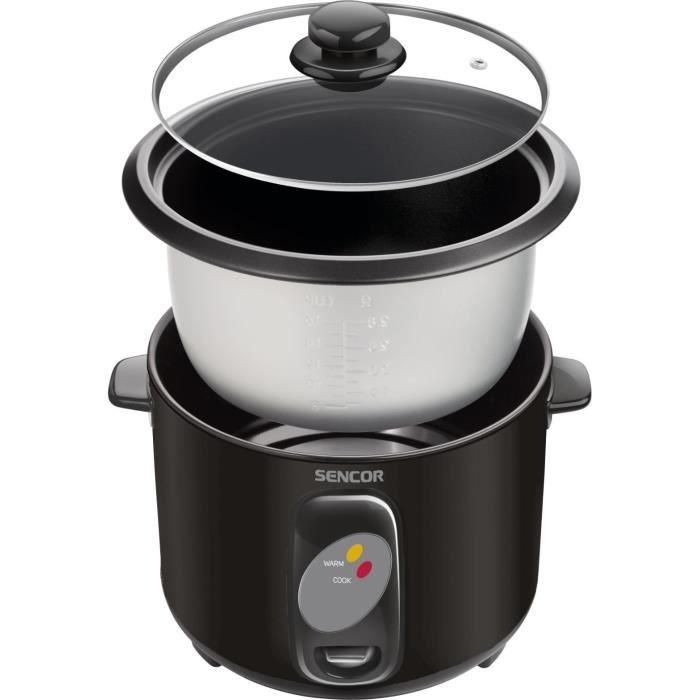Sencor SRM 1001BK Cuiseur à riz automatique 1 L (400 W) en acier inoxydable noir - pour tous les types de riz, inclus spatules et tasse