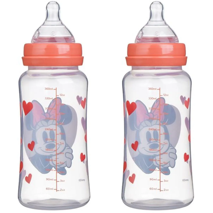 Disney Baby Lot de 2 biberons Minnie Collector 360 ml Tétine en silicone avec débit réglable 3 positions Disney Baby Lot de 2 biberons Minnie Collector 360 ml Tétine en silicone avec débit réglable 3 positions