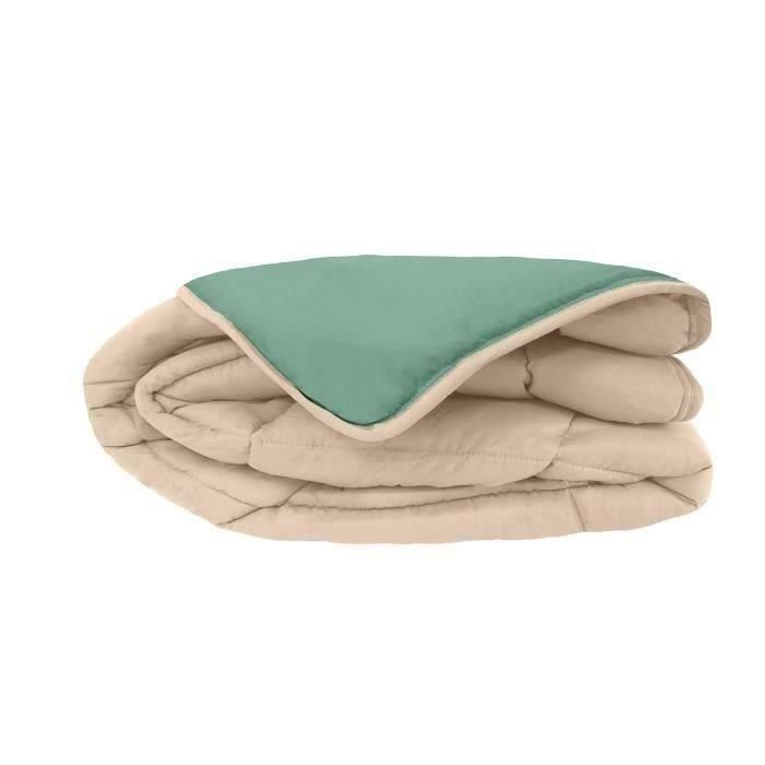 CALGARY Couette chaude Microfibre 400g/m² Beige Galet & Vert Lac 240x260cm 1