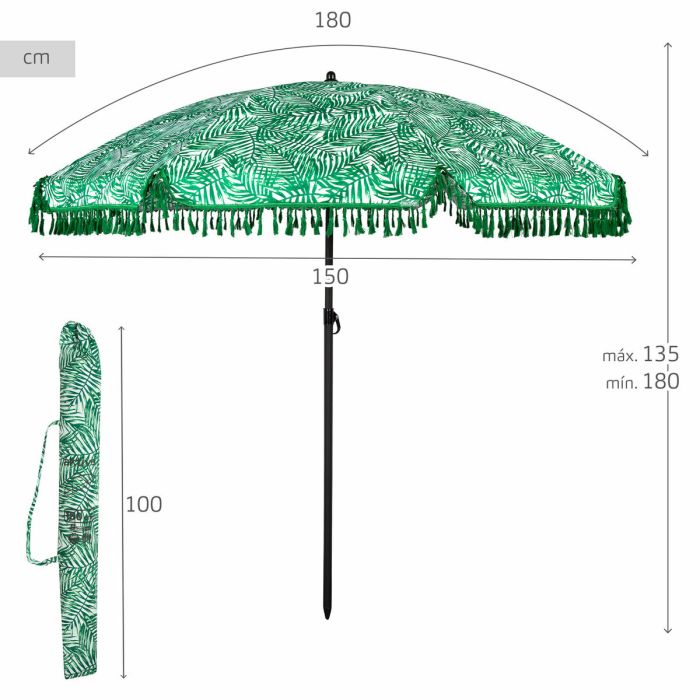 Parasol de plage Aktive Ø 180 cm 180 x 180 x 180 cm (6 Unités) 3 Parasol de plage Aktive Ø 180 cm 180 x 180 x 180 cm (6 Unités) 3