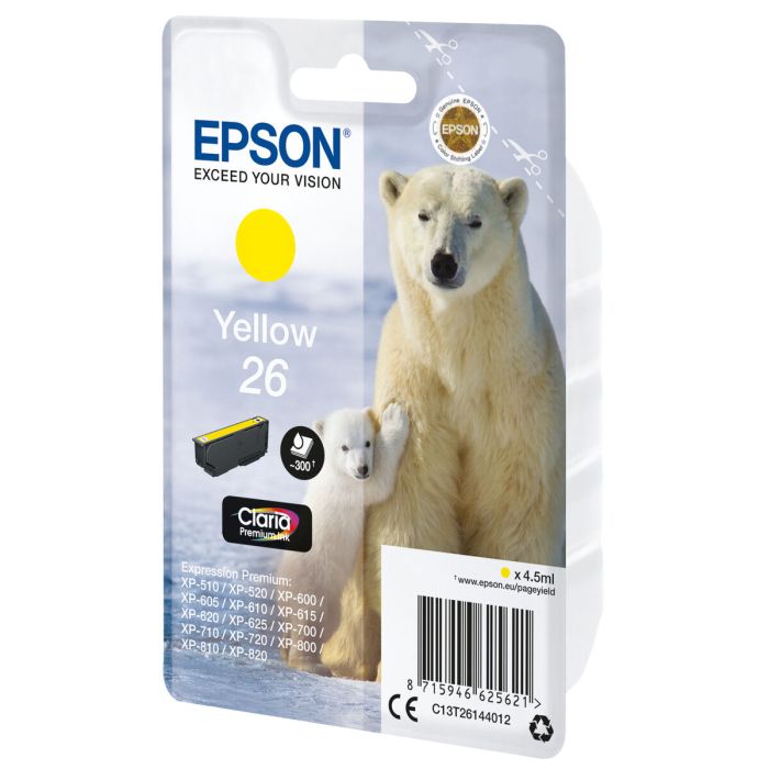 Cartouche d'encre originale Epson C13T26144012 Jaune 1 Cartouche d'encre originale Epson C13T26144012 Jaune 1