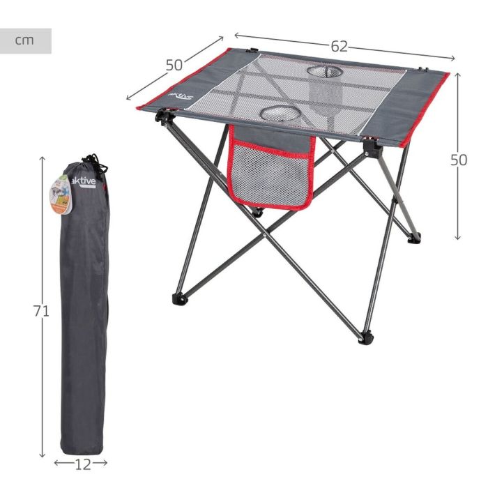 Table Piable Aktive Camping Gris 62 x 50 x 50 cm (2 Unités) 3