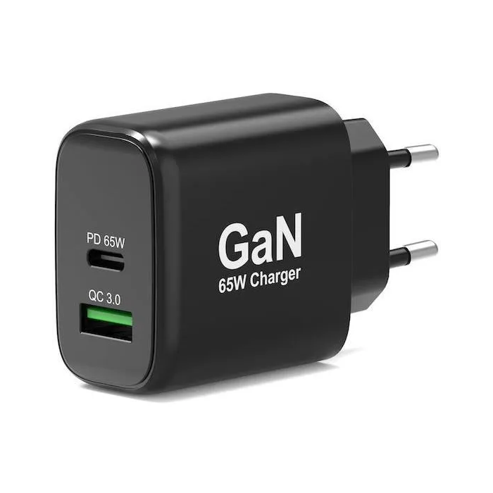 Port Designs 902104EU - Chargeur mural GaN 65 W avec ports USB-C et USB-A - Noir Port Designs 902104EU - Chargeur mural GaN 65 W avec ports USB-C et USB-A - Noir