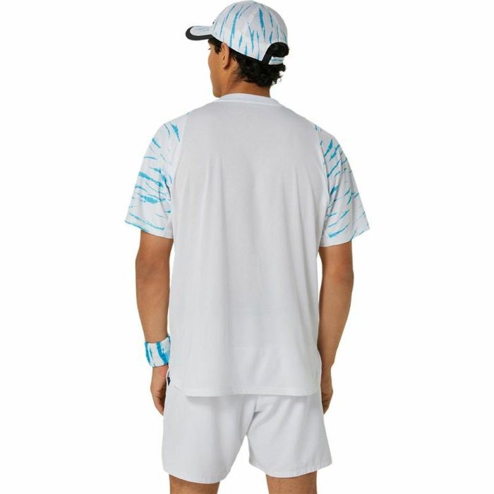 Maillot de Corps de Sport à Manches Coupe Asics Game Ss Top Blanc Bleu clair Tennis 6