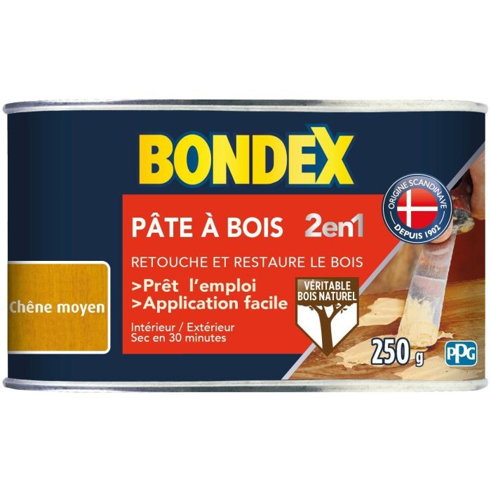 Pâte a bois 2 en 1 Chene moyen - BONDEX - 250g 0 Pâte a bois 2 en 1 Chene moyen - BONDEX - 250g 0