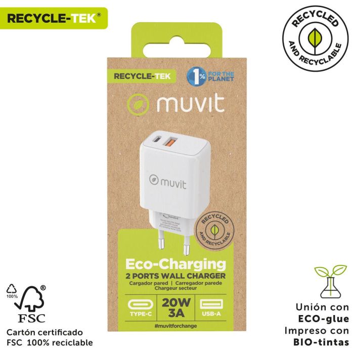 Chargeur mural Muvit for Change Blanc 18 W 20 W 4