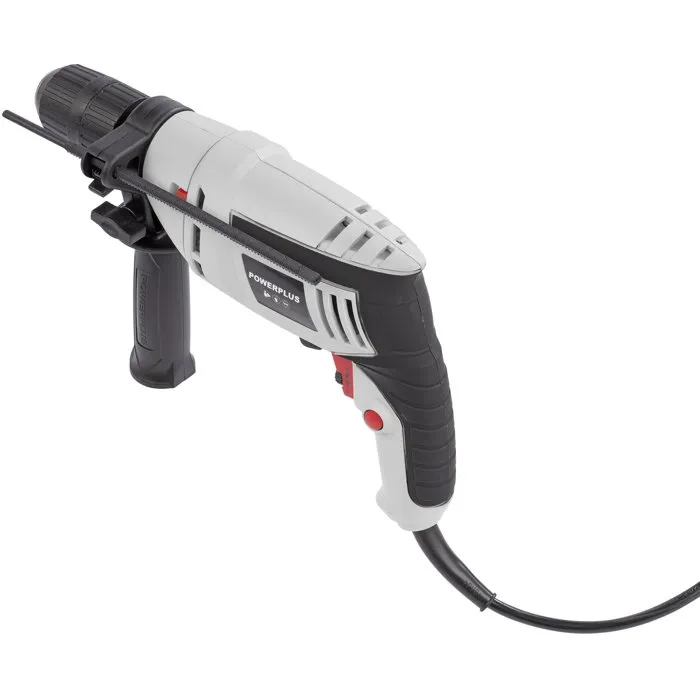 Powerplus - Perceuse à percussion électrique 600 W, 35 000-48 000 cps/min, pour béton, acier, bois, avec butée de profondeur et poignée auxiliaire réglable Powerplus - Perceuse à percussion électrique 600 W, 35 000-48 000 cps/min, pour béton, acier, bois, avec butée de profondeur et poignée auxiliaire réglable