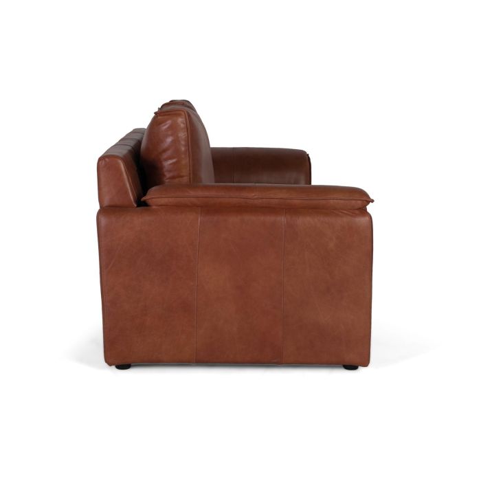 Giner y Colomer - Canapé 3 places en cuir 100% naturel marron, style vintage contemporain - Dimensions : 227 x 95 x 85 cm 2