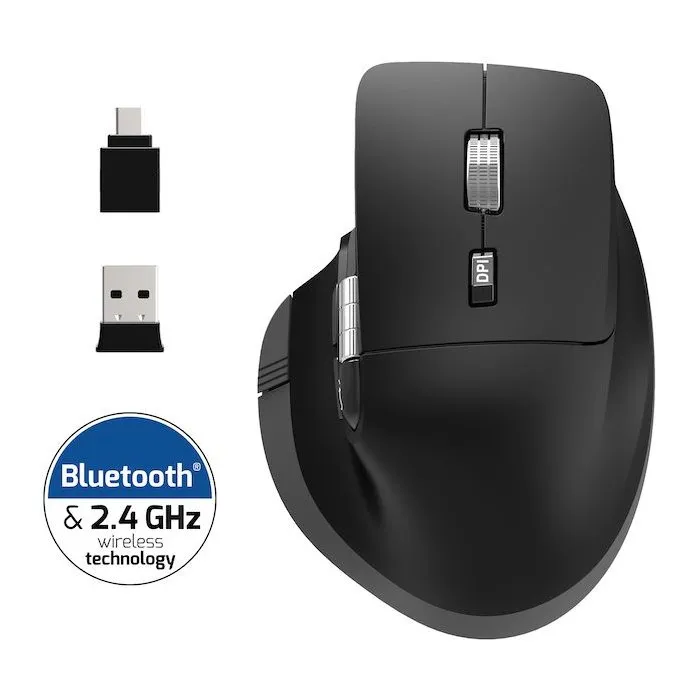 Port Designs Souris sans fil ULTIMATE 910203, Bluetooth et 2.4 GHz, rechargeable, ergonomique, gris - Pour productivité professionnelle Port Designs Souris sans fil ULTIMATE 910203, Bluetooth et 2.4 GHz, rechargeable, ergonomique, gris - Pour productivité professionnelle